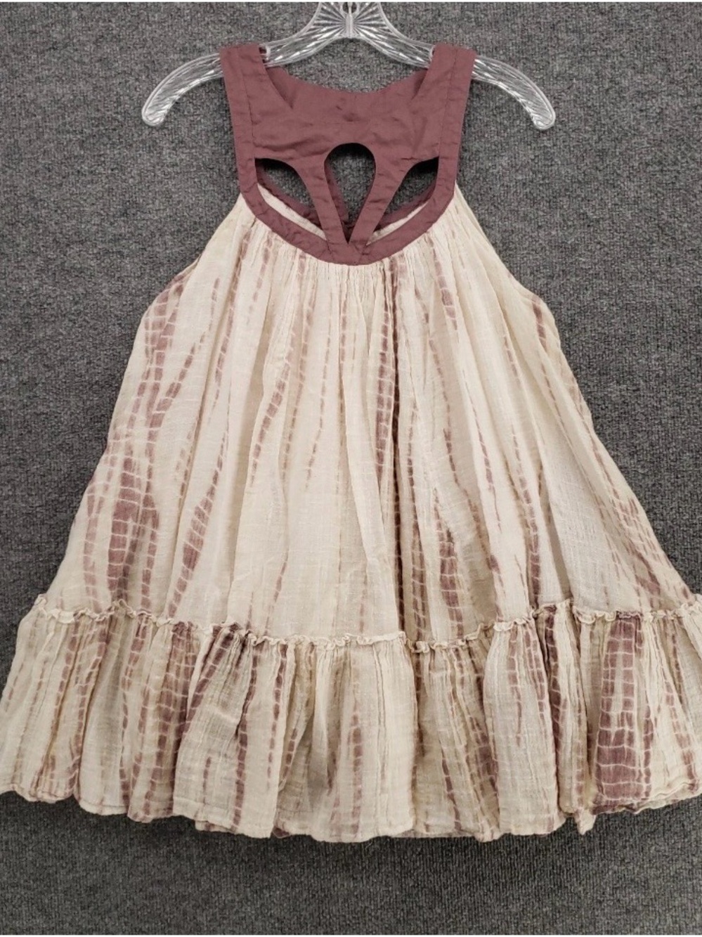 Free People Mini Sleeveless Tie-Dye Dress in Cream and Mauve